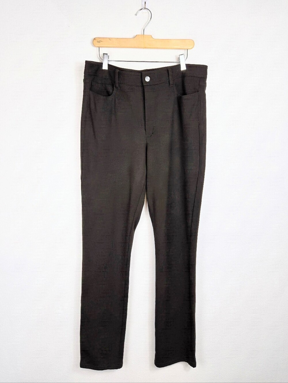 NYDJ Knit Jersey Ponte Skinny Stretch Pants Trousers Size 14 Brown Lift Tuck